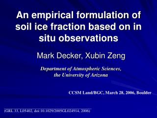 An empirical formulation of soil ice fraction based on in situ observations