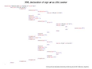 XML declaration of sign ar as clitic seeker