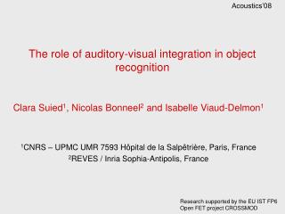 The role of auditory-visual integration in object recognition