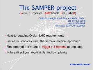 The SAMPER project ( S emi-numerical AMP litude E valuato R )