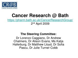 Cancer Research @ Bath https://pharm.bath.ac.uk/CancerResearchGroup/ 2 nd April 2009