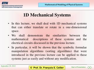 1D Mechanical Systems