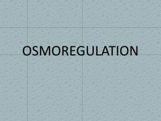 OSMOREGULATION