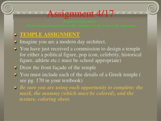 TEMPLE ASSIGNMENT Imagine you are a modern day architect.