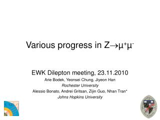 Various progress in Z µ + µ -