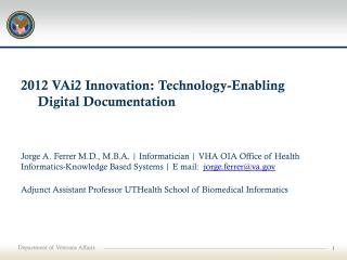2012 VAi2 Innovation: Technology-Enabling Digital Documentation