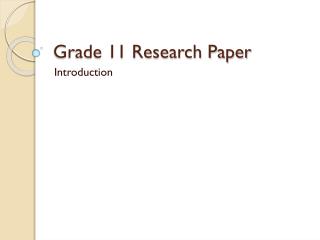 Grade 11 Research Paper