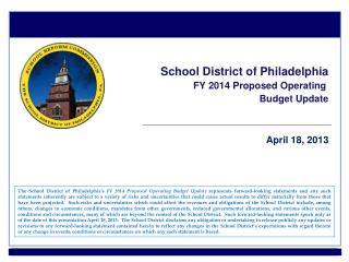 School District of Philadelphia FY 2014 Proposed Operating Budget Update