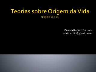 Teorias sobre Origem da Vida (página 52 a 57)