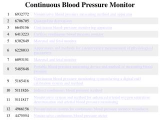 Continuous Blood Pressure Monitor