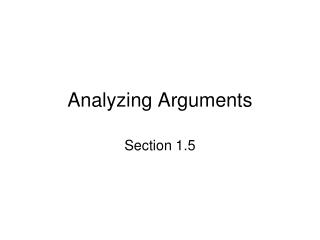 Analyzing Arguments