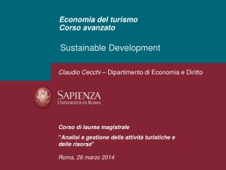 Economia del turismo Corso avanzato