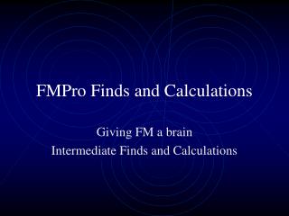 FMPro Finds and Calculations