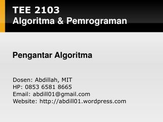 TEE 2 103 Algoritma &amp; Pemrograman