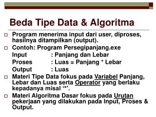 Beda Tipe Data &amp; Algoritma