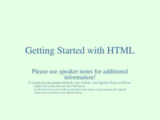 Getting Started with HTML