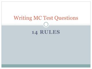 Writing MC Test Questions