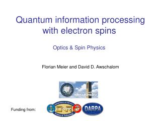 Quantum information processing with electron spins 