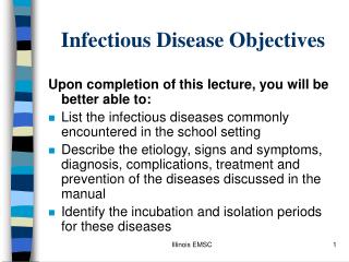 Infectious Disease Objectives