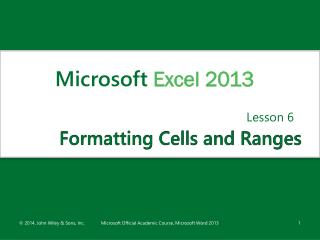 Formatting Cells and Ranges