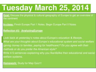 Tuesday March 25, 2014