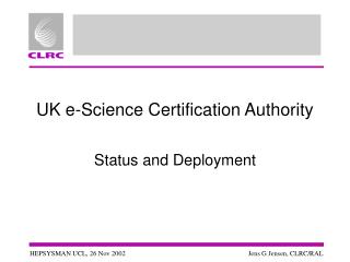 UK e-Science Certification Authority