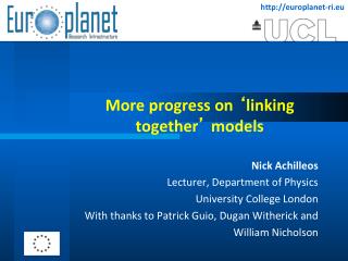 More progress on ‘ linking together ’ models