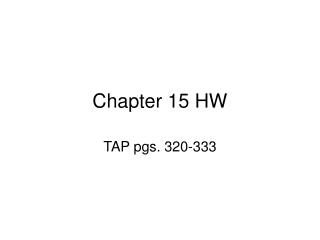 Chapter 15 HW