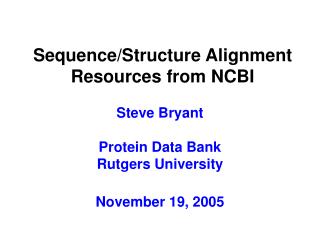 Sequence/Structure Alignment Resources from NCBI