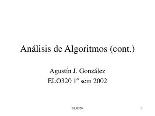 Análisis de Algoritmos (cont.)