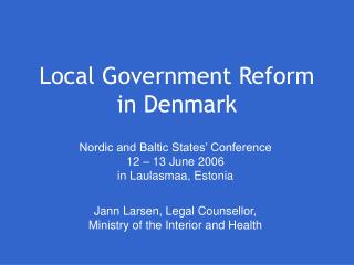 Local Government Reform in Denmark