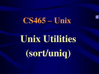 Unix Utilities (sort/uniq)