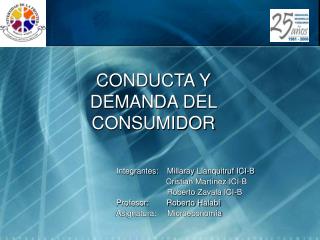 CONDUCTA Y DEMANDA DEL CONSUMIDOR