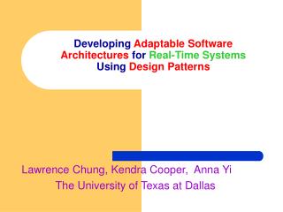 Developing Adaptable Software Architectures for Real-Time Systems Using Design Patterns