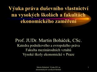 Výuka práva duševního vlastnictví na vysokých školách a fakultách ekonomického zaměření