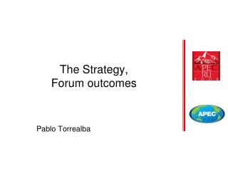 The Strategy, Forum outcomes