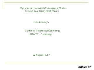 Dynamics in Nonlocal Cosmological Models