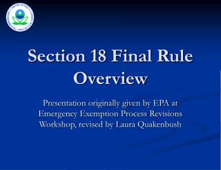 Section 18 Final Rule Overview