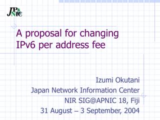A proposal for changing IPv6 per address fee