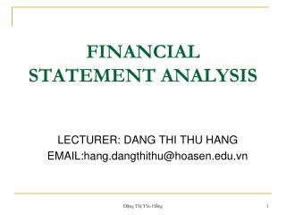 FINANCIAL STATEMENT ANALYSIS