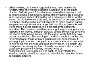 When creating out the marriage invitations
