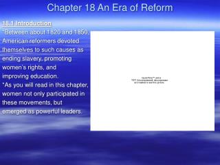 Chapter 18 An Era of Reform