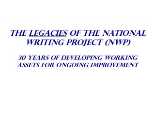 The inverness Perspective on nwp’s 30 year Legacy