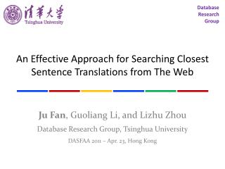 An Effective Approach for Searching Closest Sentence Translations from The Web