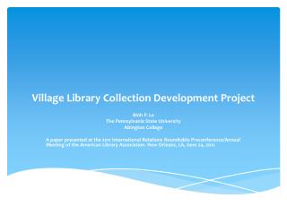 Village Library Collection Development Project