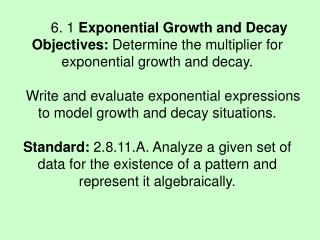 6. 1 Exponential Growth and Decay