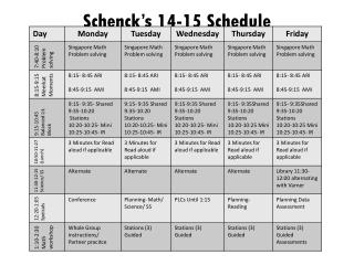 Schenck’s 14-15 Schedule
