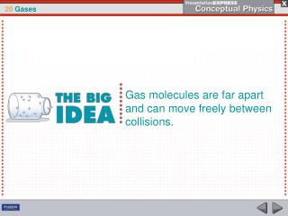 Gas molecules are far apart and can move freely between collisions.