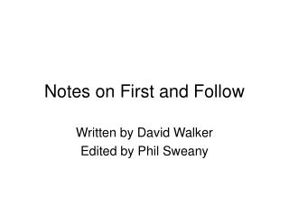 Notes on First and Follow