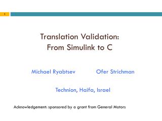 Translation Validation: From Simulink to C